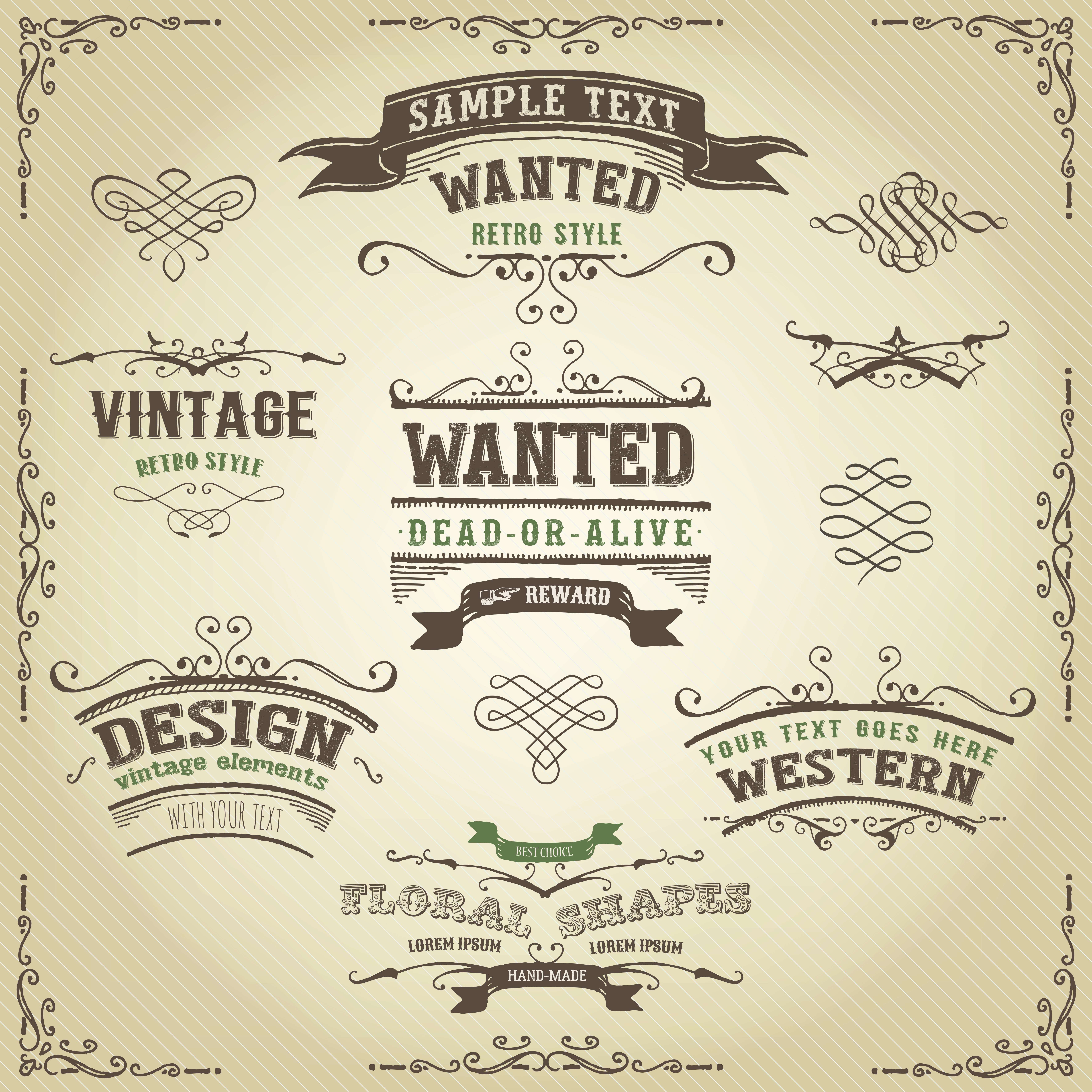 Download Hand Drawn Western Banners And Ribbons 267731 Vector Art at Vecteezy