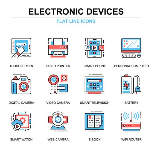 Conjunto de iconos de dispositivos electrónicos vector