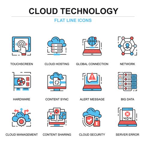 Tecnología de la nube Icon SEt vector