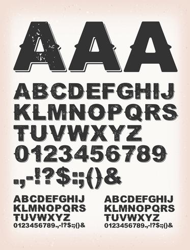 Rusty Grunge Shadow ABC Font vector