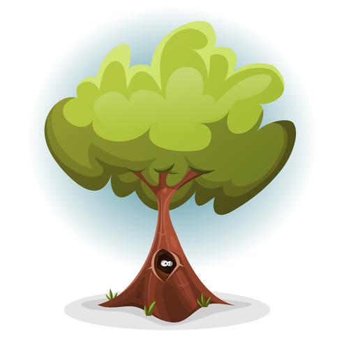 Funny Bird Or Squirrel Nest inside Tree Trunk vector