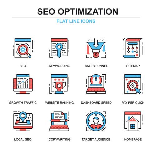 Conjunto de iconos de optimización SEO vector