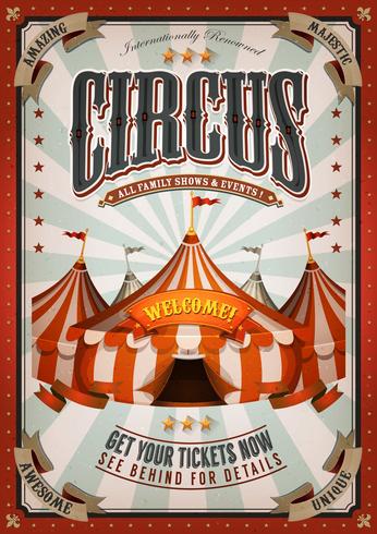 Cartel del circo del vintage con la tapa grande vector