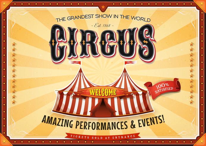 Vintage Grand Circus Poster With Marquee vector