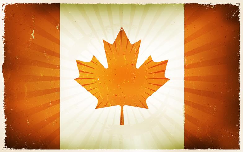 Fondo del cartel de la bandera de Canadá del vintage vector