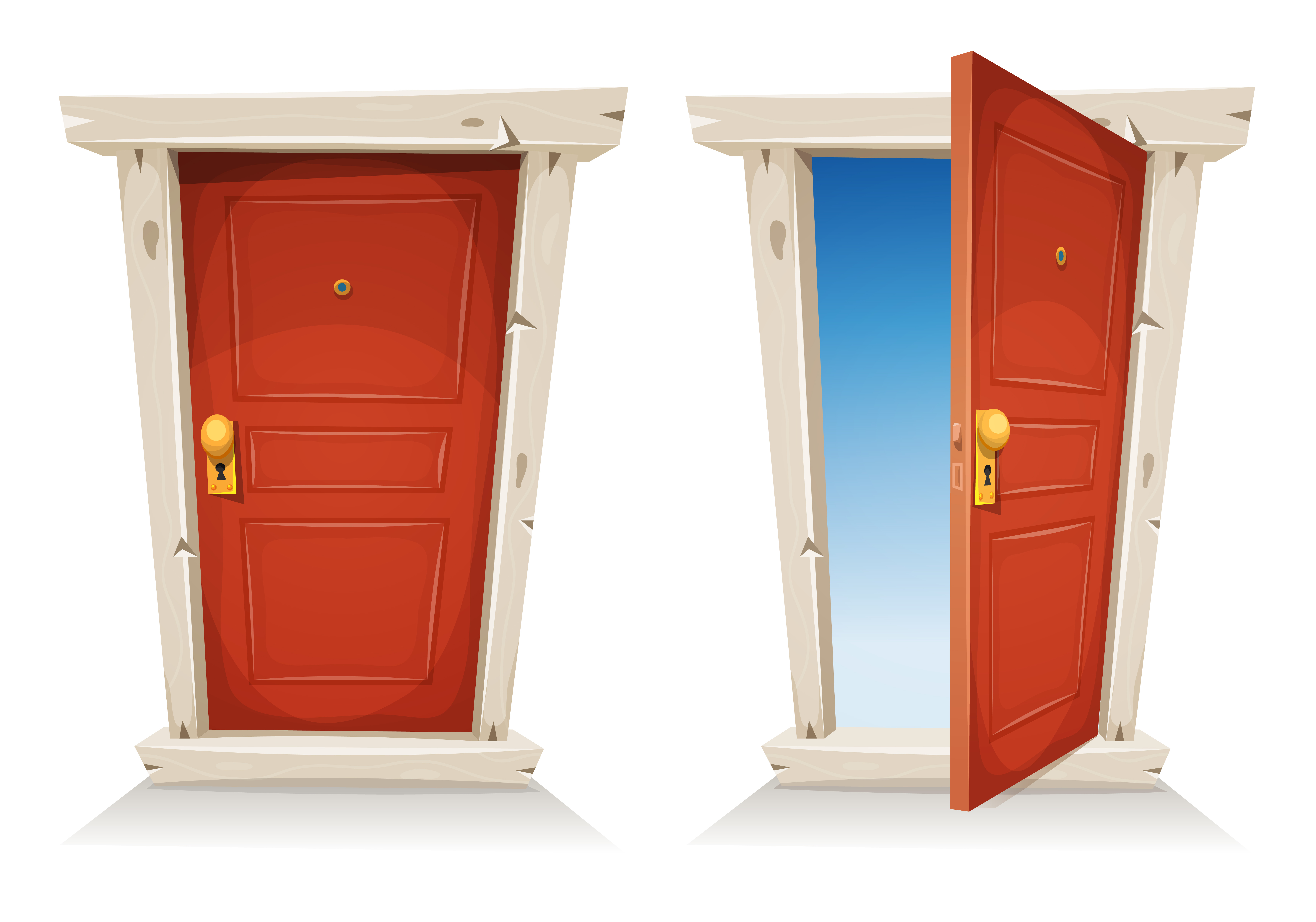 Red Door Open And Closed 267938 Vector Art At Vecteezy