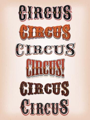 Conjunto vintage de texto de circo occidental vector