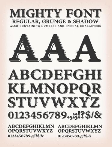 Mighty Western Font Regular, Shadow Y Grunge vector