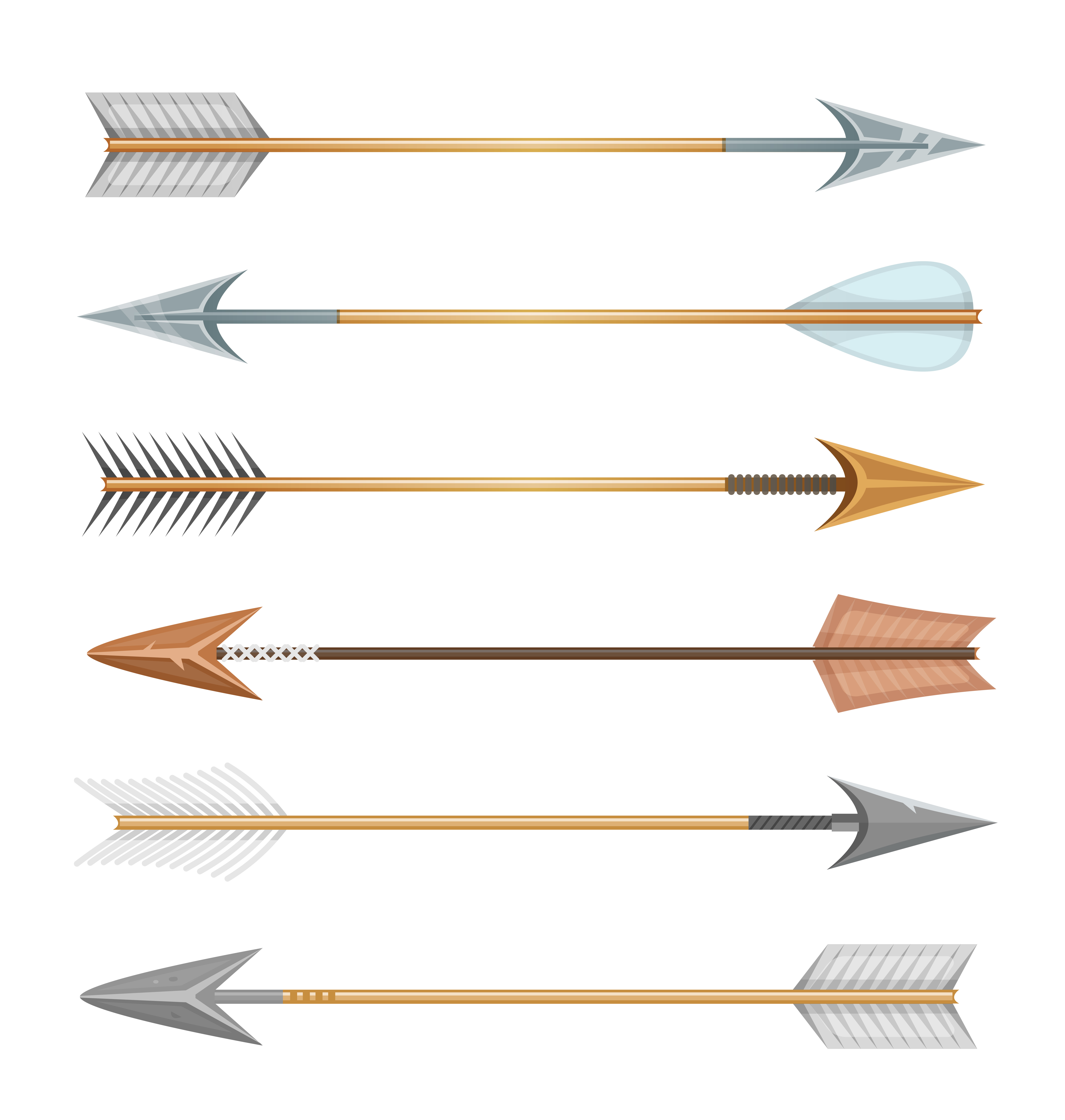 Cartoon Wood, Metal And Stone Arrows For Bow 267955 Vector Art at Vecteezy