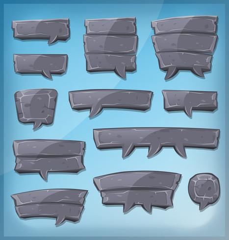 Cartoon Stone Speech Bubbles For Ui Game vector