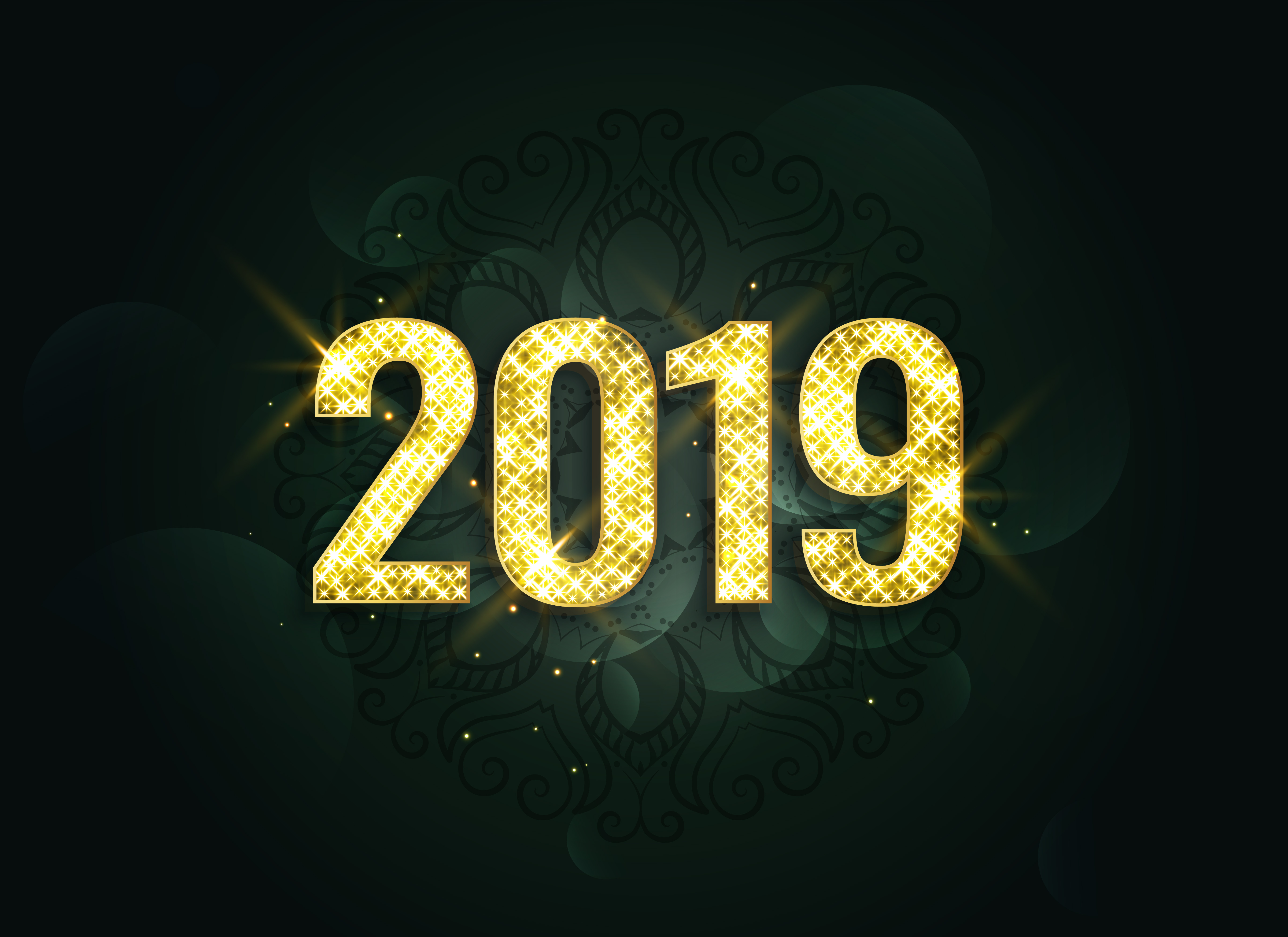 luxury style 2019 new year sparkles background - Download Free Vector