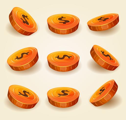 Dollar Coins Set For Game Ui vector