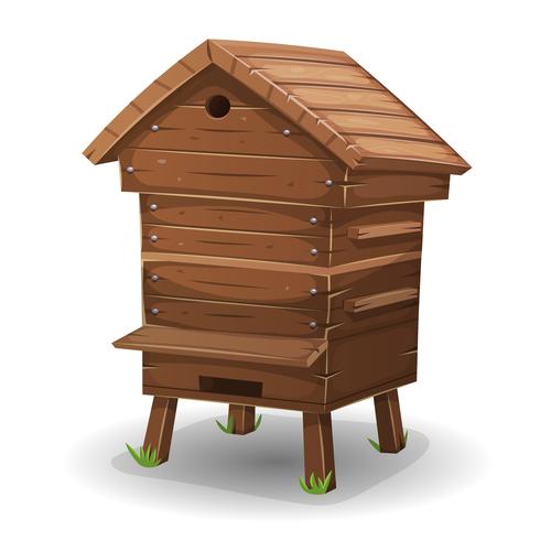 Wood Hive For Bees vector