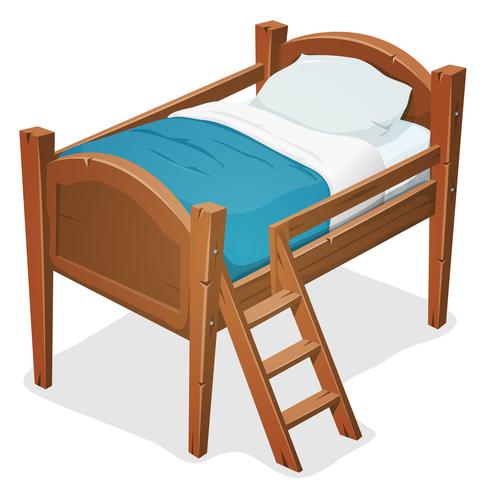 Wood Bed With Ladder vector