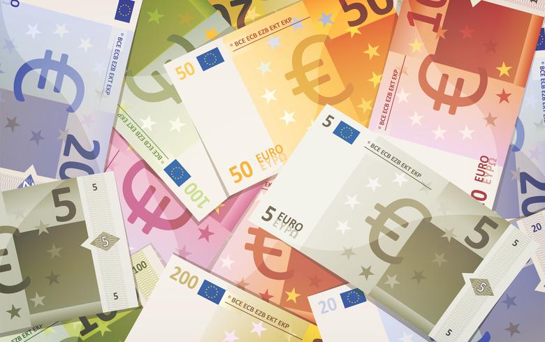 Fondo de billetes de euro vector