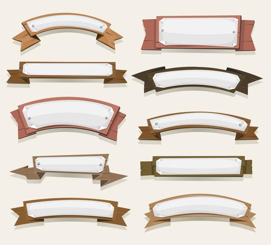 Cartoon Wood Banners And Ribbons vector