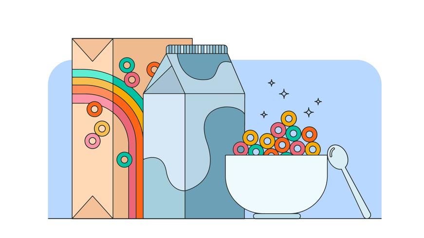 Vector de cereales de frutas por la mañana