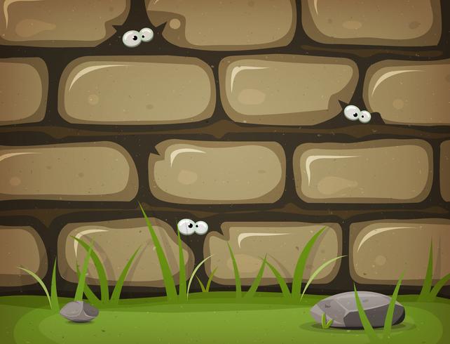 Eyes Inside Rural Stone Wall vector