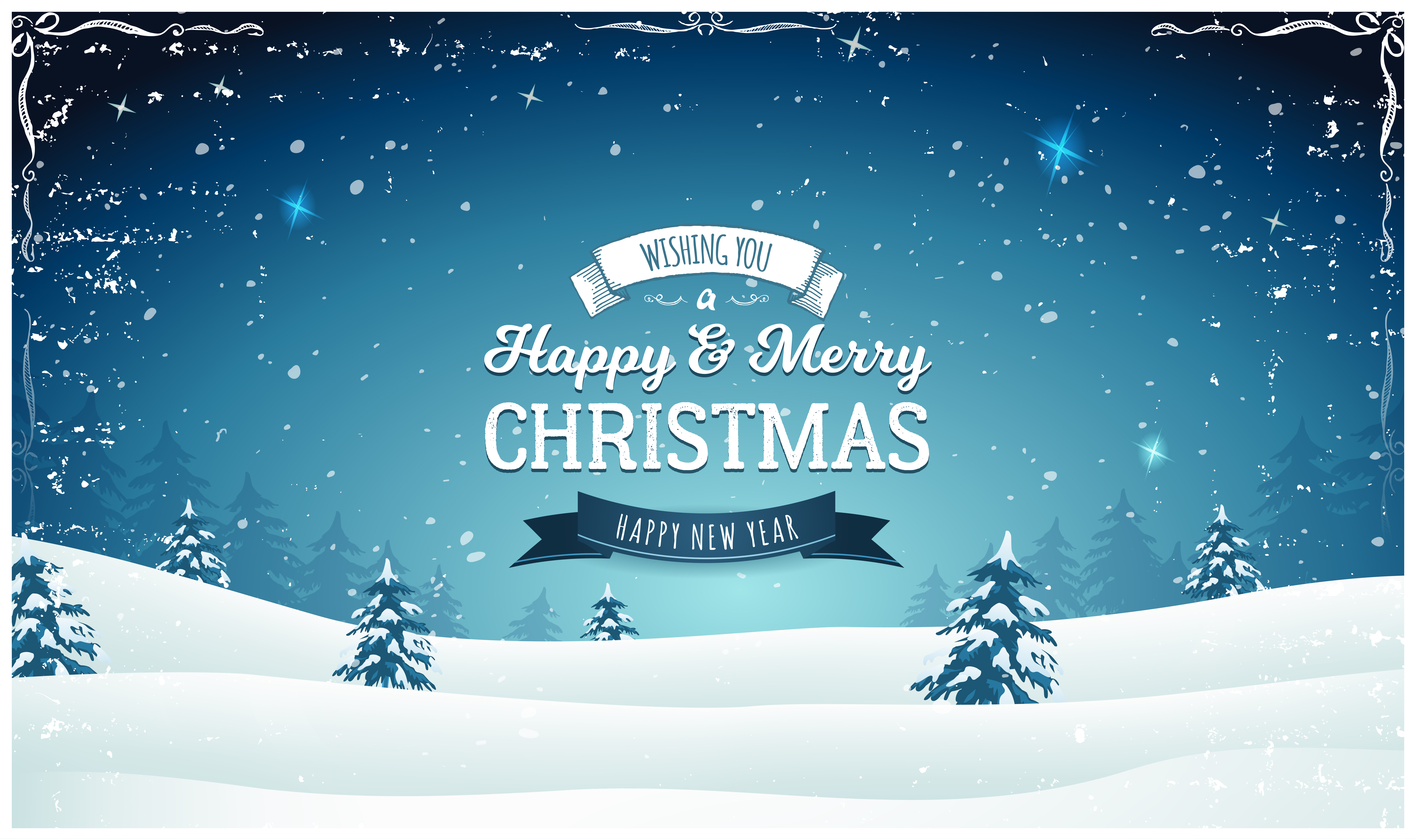 Vintage Christmas Landscape Wide Background 268134 Vector Art at Vecteezy