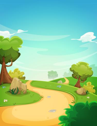 Spring Landscape Background With Path vector