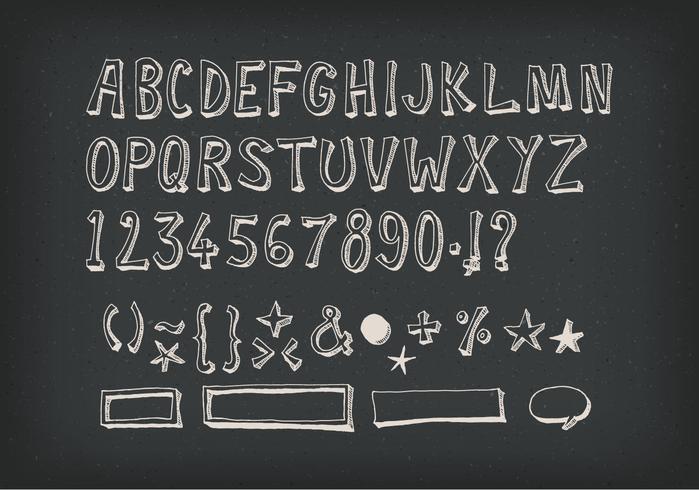 Doodle Complete Alphabet Set On Chalkboard vector