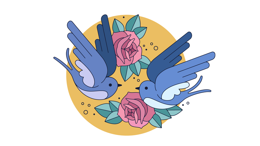 Swallows In Love Vector