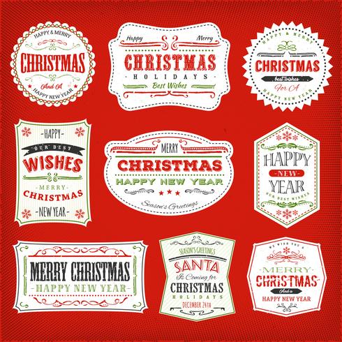 Vintage Christmas Frames, Banners And Badges vector