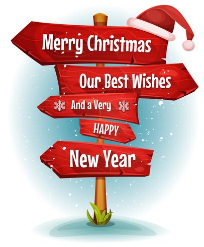Merry Christmas Wishes On Red Signs Arrows vector