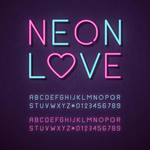 Glowing Blue And Pink Neon Alphabet vector