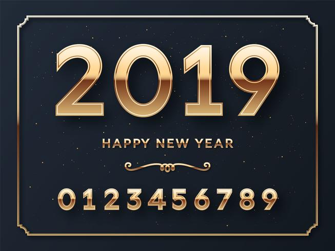 Feliz año nuevo 2019 Vector plantilla de fondo