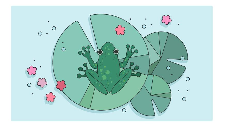 Water Lily Frog Vector