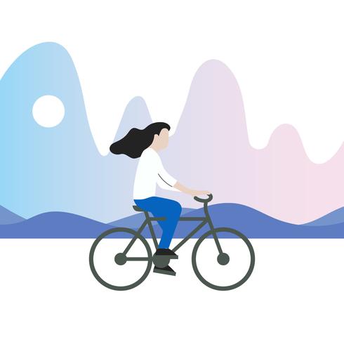 Riding Bicycle Vector Illustration