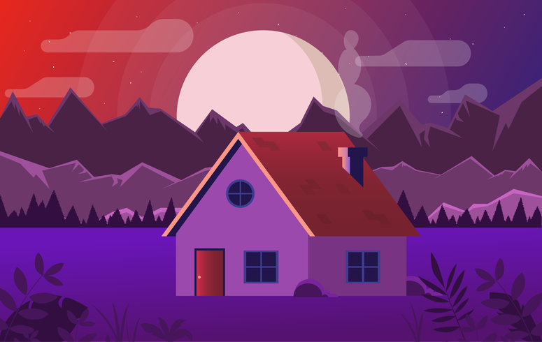 Vector ilustración paisaje púrpura