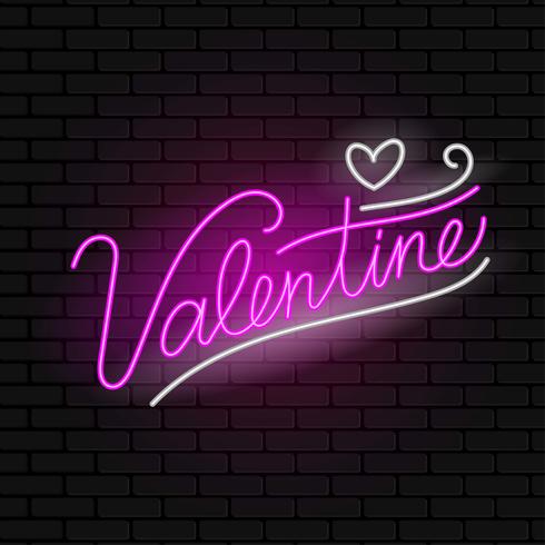 Valentine Neon Sign Vector