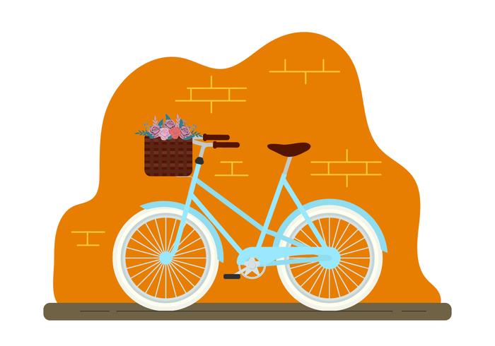 Bicycle With Basket Flower vector