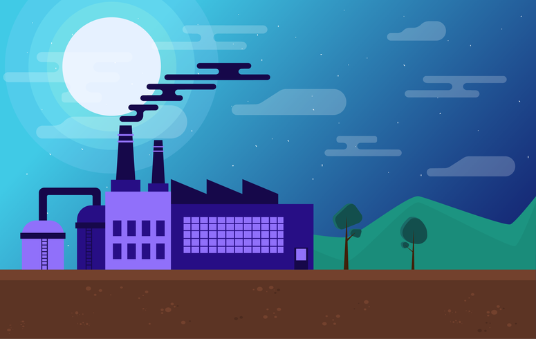 Vector Factory Landscape Illustration