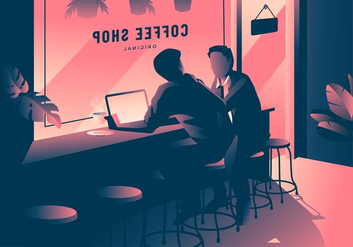 Coffee Shop Meeting Illustration vector