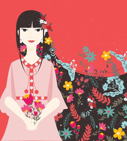 Girl With Flowers Vol 2 Vector