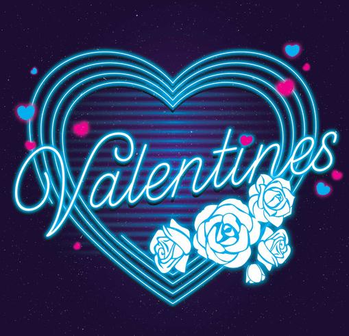 Neon Valentine Blue Color Vector