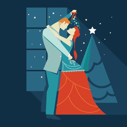 Kissing under the mistletoe is a tradition vector