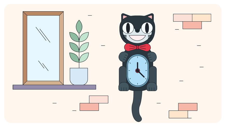 Vector de reloj de gato