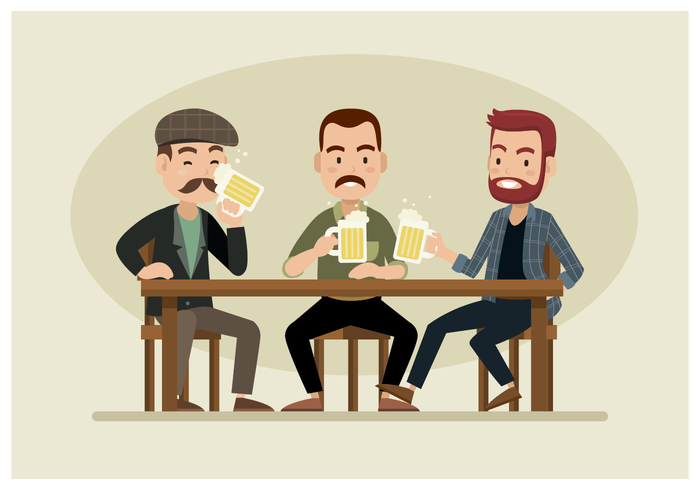 Three Guys Drinking Beer vector