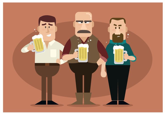 Three Guys Drinking Beer vector