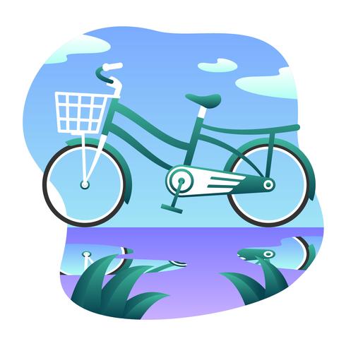 Unique Green Bicycle Vector
