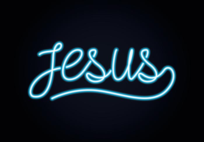 Jesus Neon Lettering vector