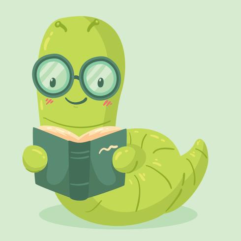 Cute Bookworm Vector