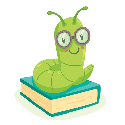 Vector de Bookworm de dibujos animados