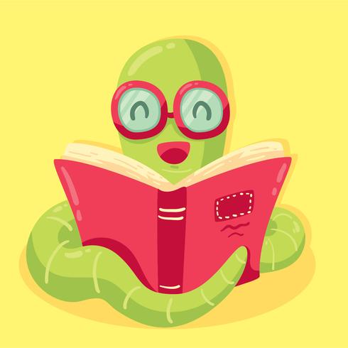 Funny Cartoon Bookworm Vector