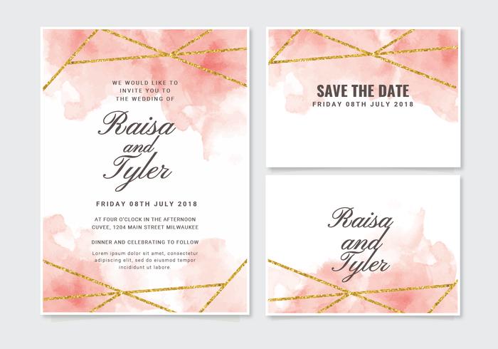 Vector Geometric Watercolor Wedding Invitation