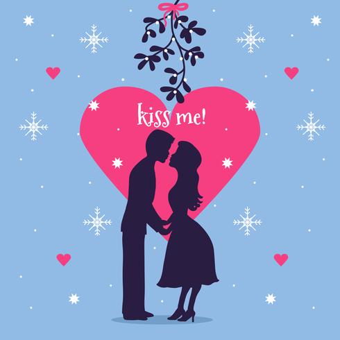 Couple Under Mistletoe Vector